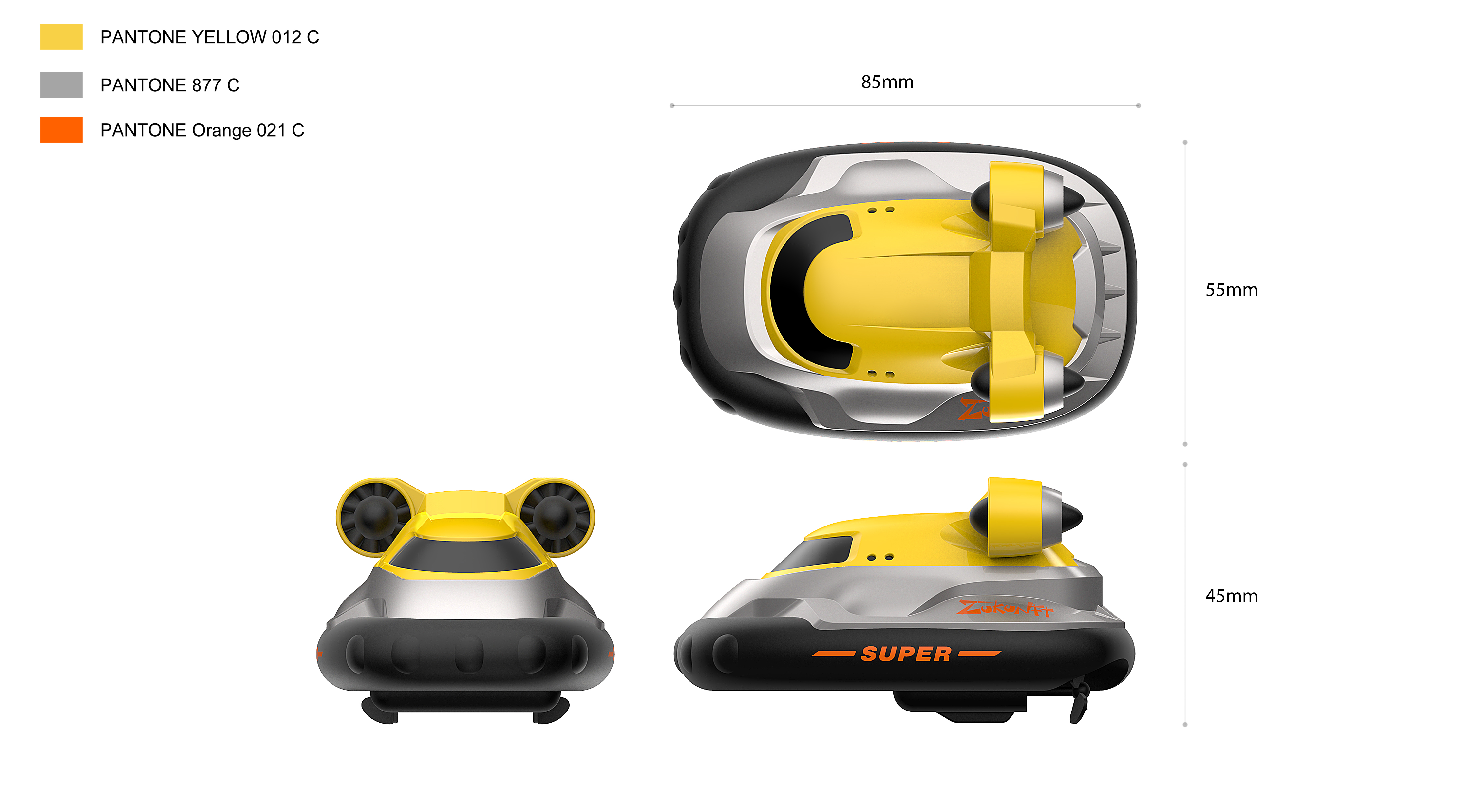 2.4G Mini remote control hovercraft-Yellow - 副本